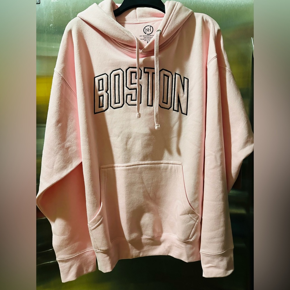 Neighborhood Pink Hoodie with Boston Print